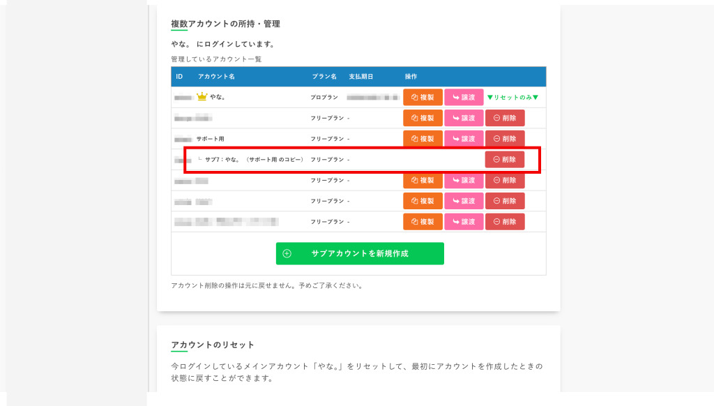 アカウント複製：完成！